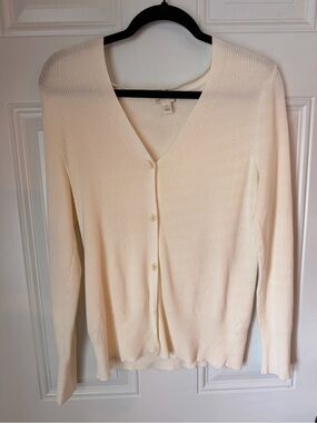Cato Cream V-Neck Button-Front Sweater